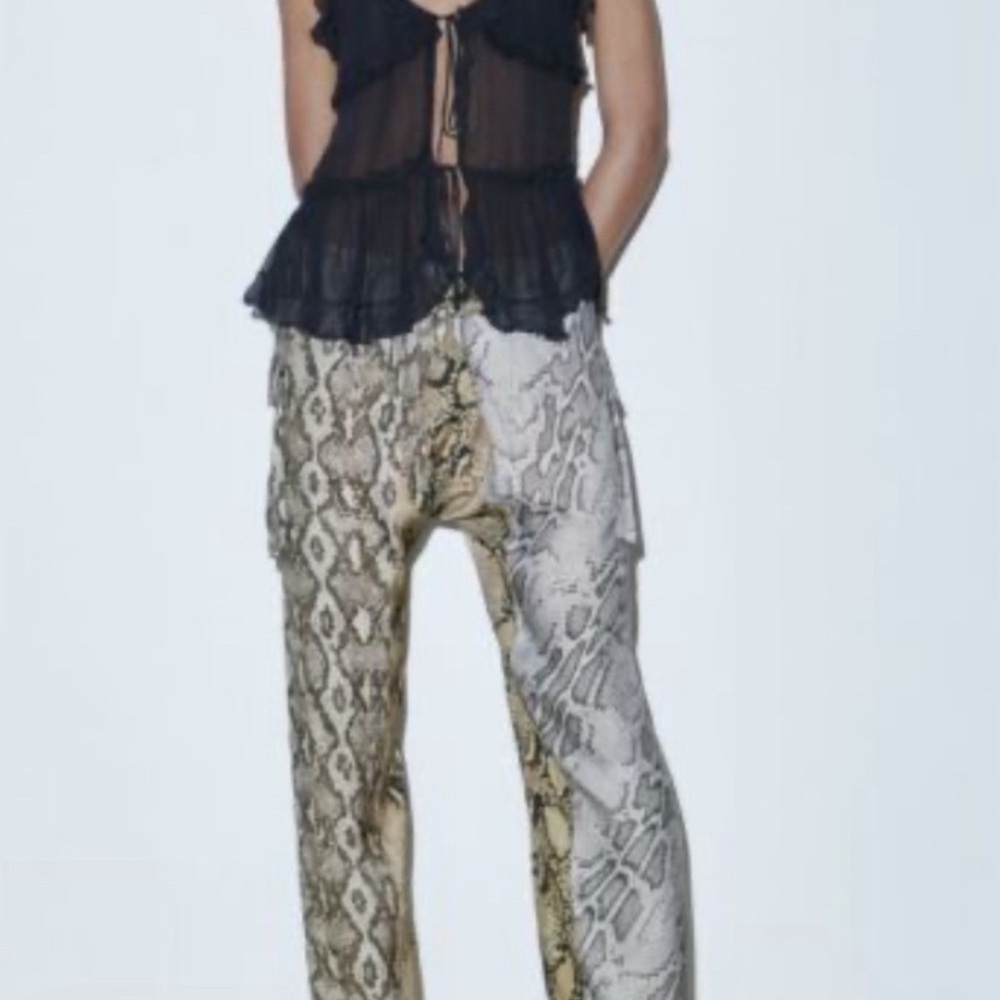 Zara Snake Print Wide Leg Pants